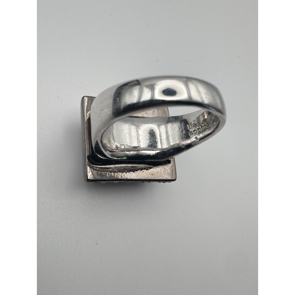 Lia Sophia Ring In The Mix Purple Glass Hematite Stone Cocktail Statement Size 9 - Picture 9 of 11